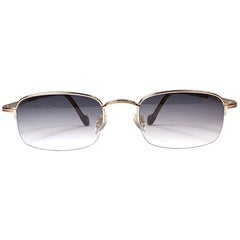 Dupont lunettes de soleil vintage neuves en or 23 carats avec demi-cadre plaqué or, Suisse, 1990 