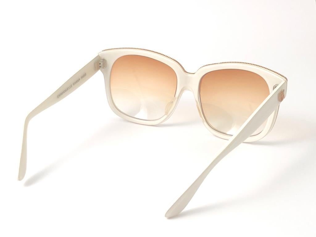 Neu Vintage Emanuelle Kahn Paris 8080 Weißgold Akzente Sonnenbrille Frankreich im Angebot 2