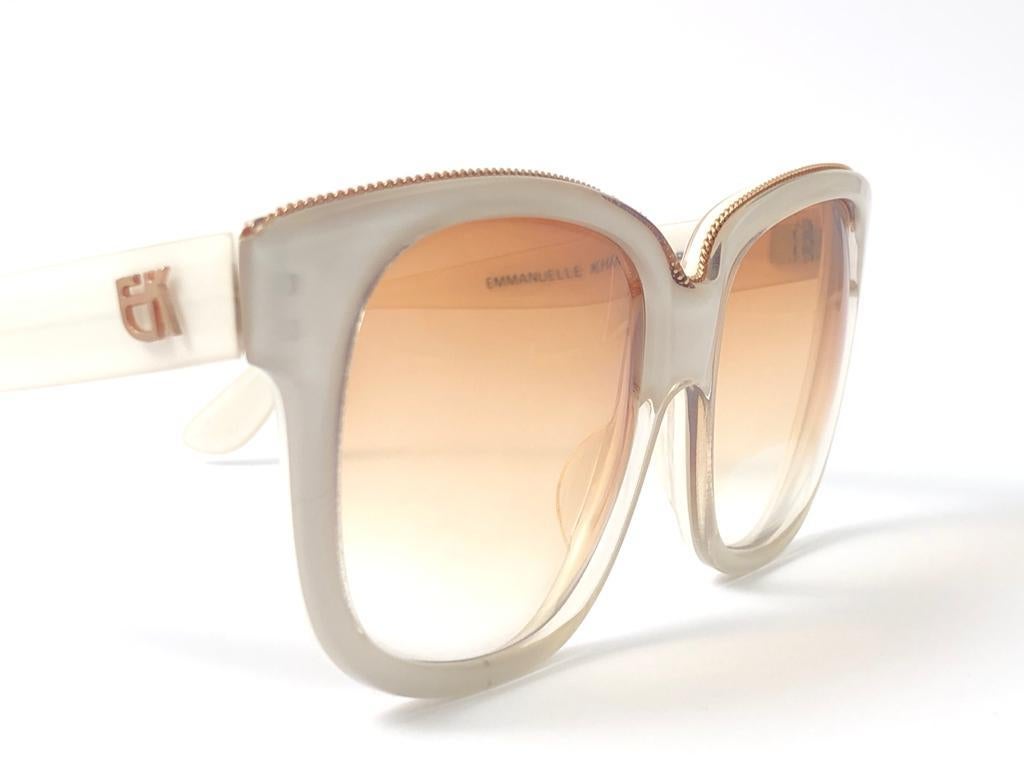 New Vintage Emanuelle Kahn Paris 8080 White Gold Accents Sunglasses France For Sale 1