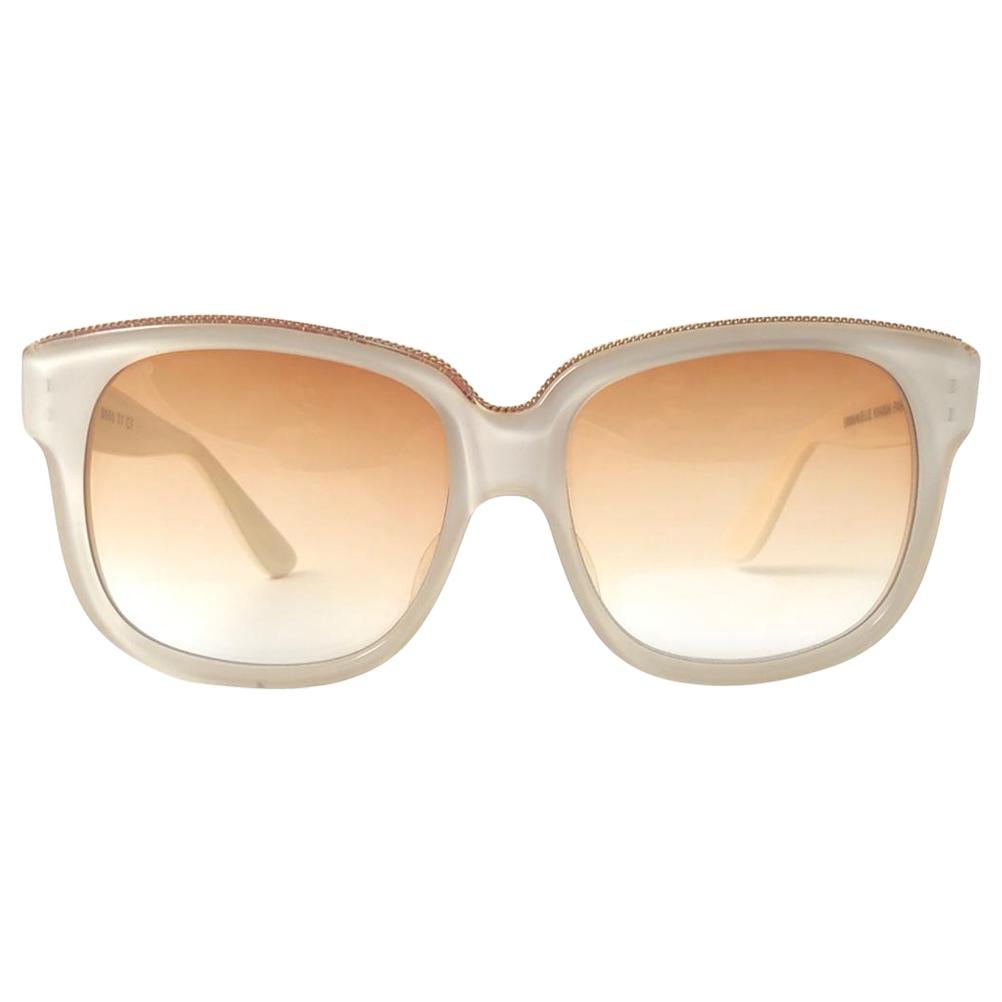 Neu Vintage Emanuelle Kahn Paris 8080 Weißgold Akzente Sonnenbrille Frankreich im Angebot