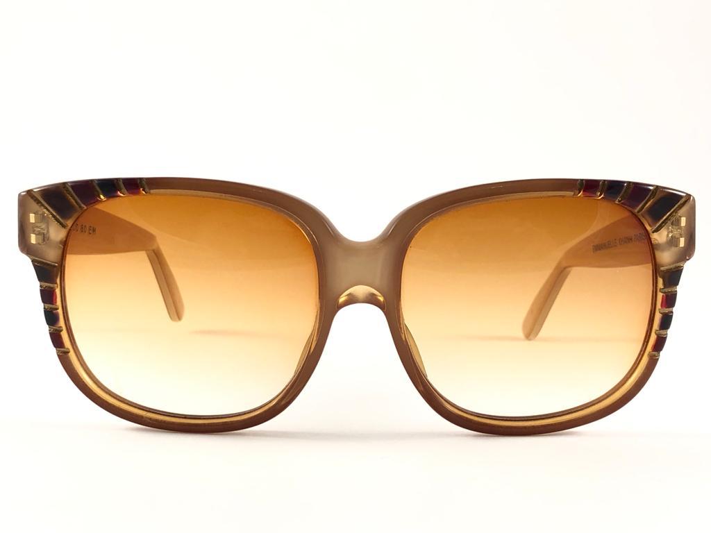 New Vintage Emanuelle Khanh Paris 8080 E Honey Gradient Lens Sunglasses France For Sale 5
