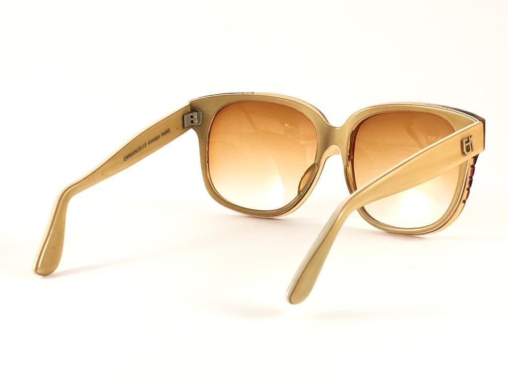 Women's or Men's New Vintage Emanuelle Khanh Paris 8080 E Honey Gradient Lens Sunglasses France For Sale