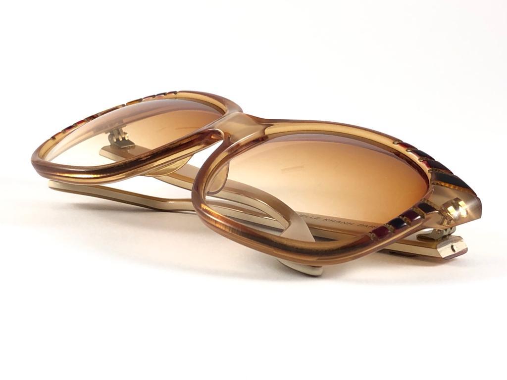 New Vintage Emanuelle Khanh Paris 8080 E Honey Gradient Lens Sunglasses France For Sale 2