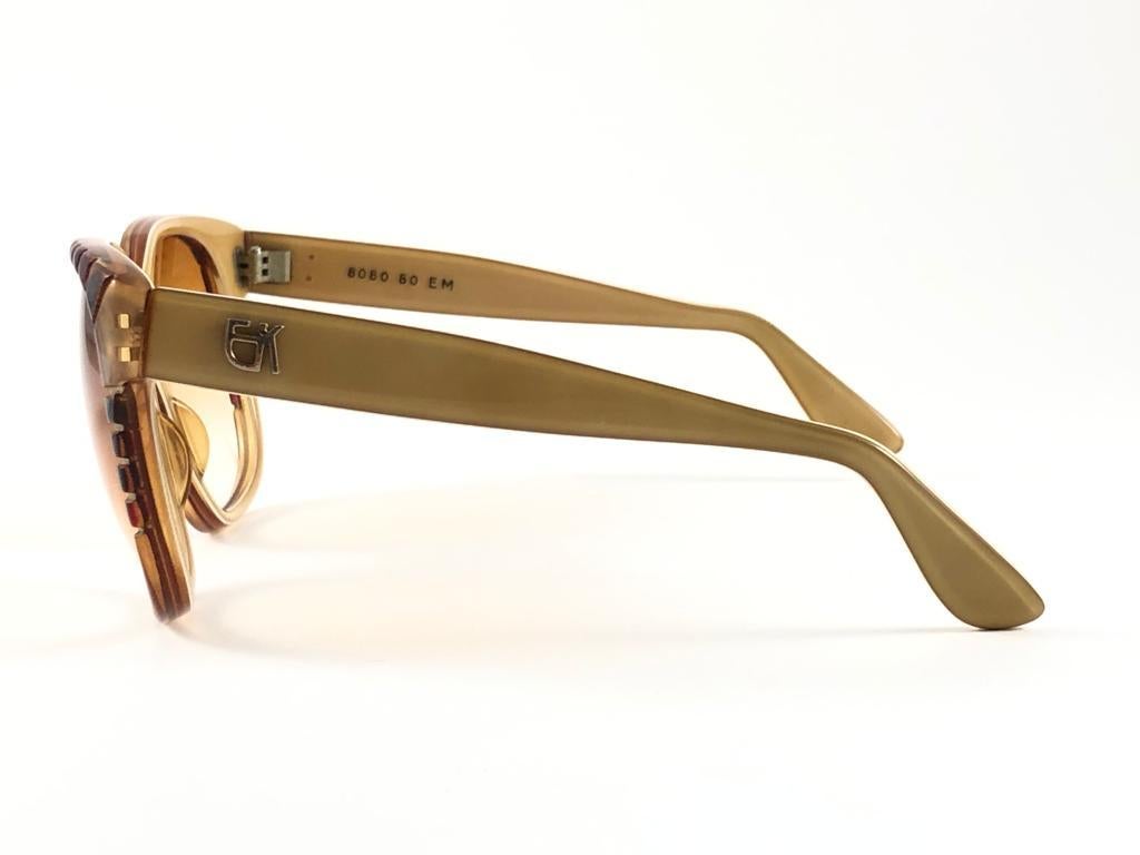 New Vintage Emanuelle Khanh Paris 8080 E Honey Gradient Lens Sunglasses France For Sale 4