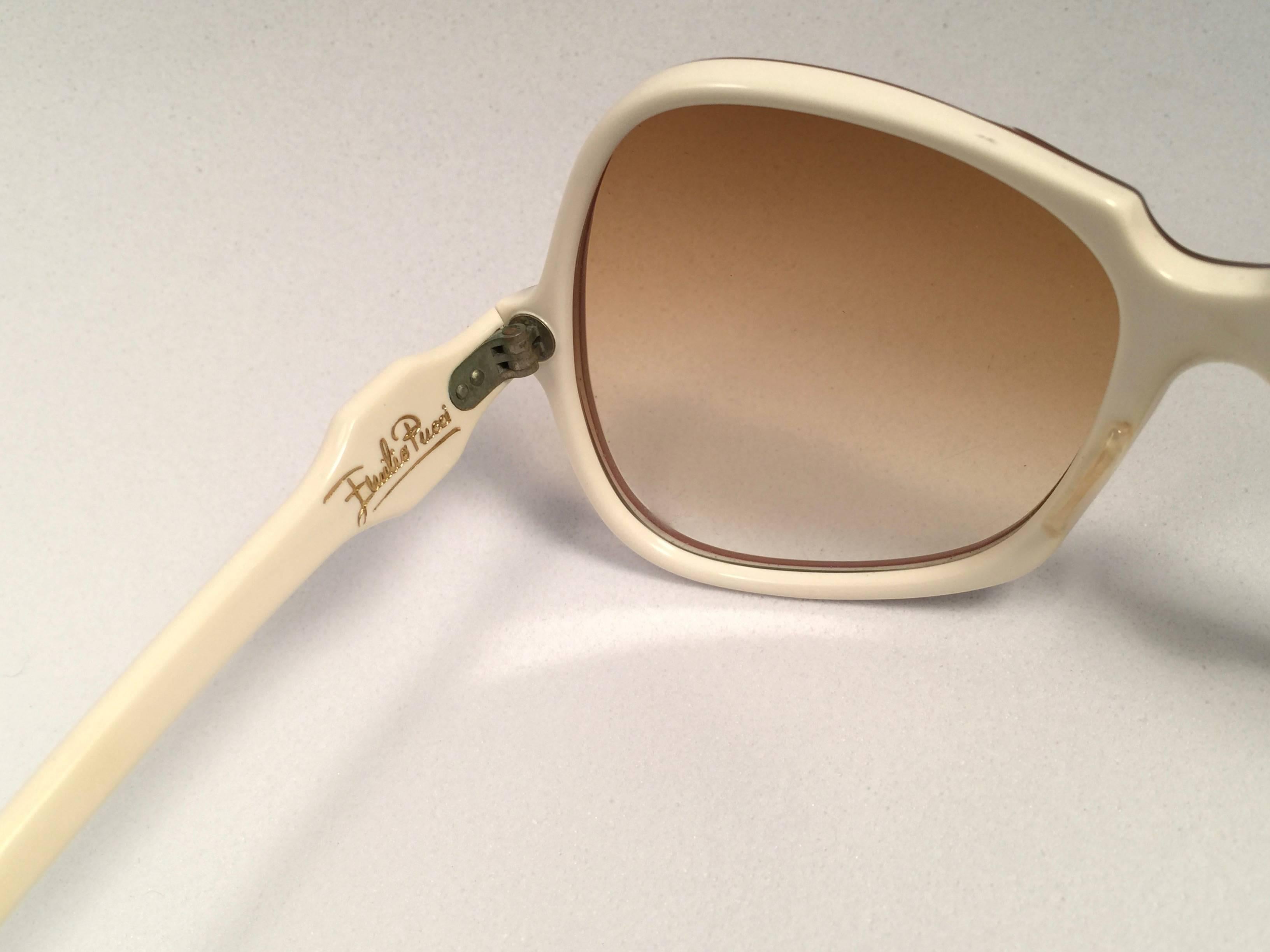 Women's or Men's New Vintage Emilio Pucci Beige & Mocca Oversized  Sunglasses France