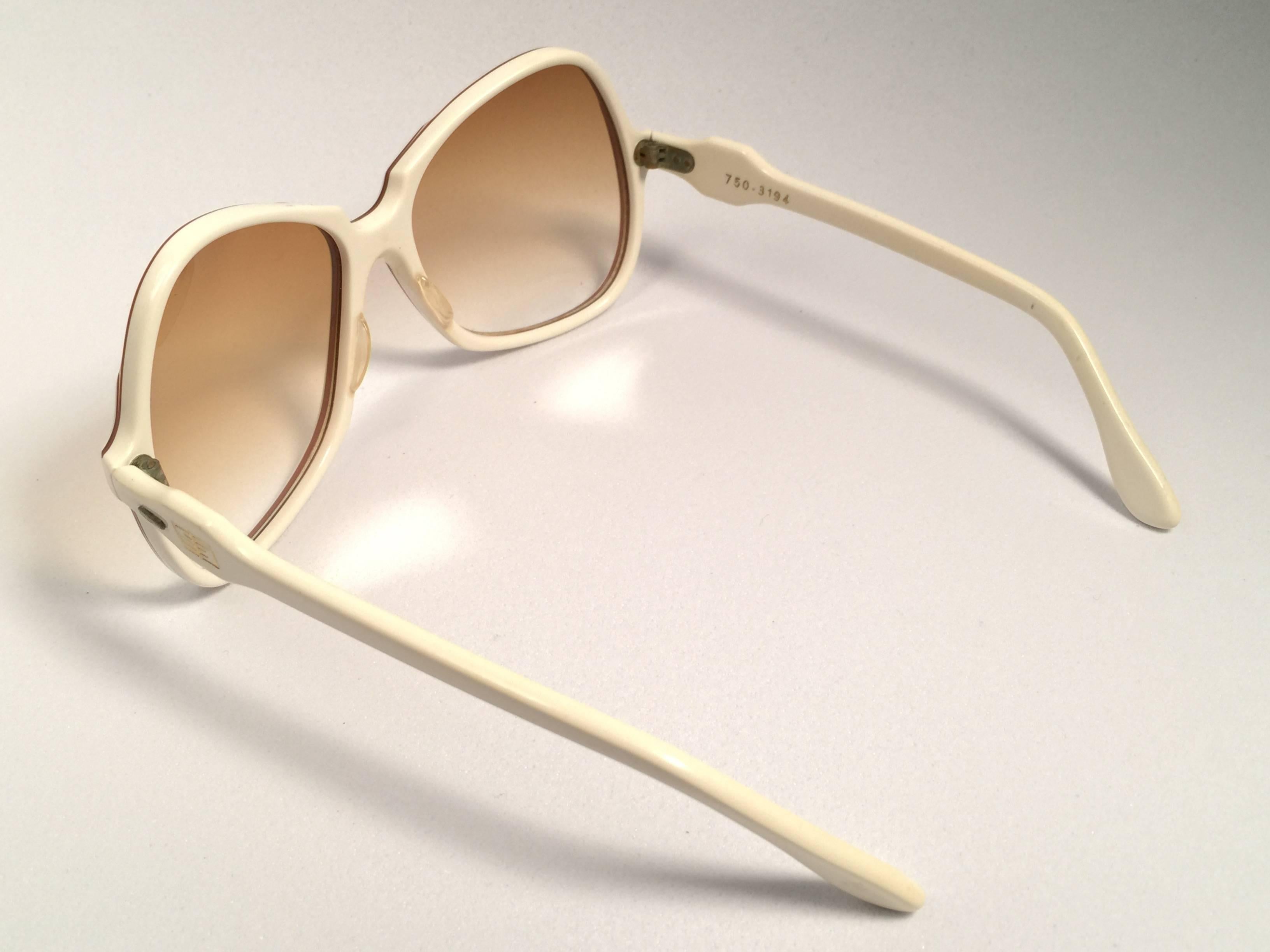 New Vintage Emilio Pucci Beige & Mocca Oversized  Sunglasses France 1