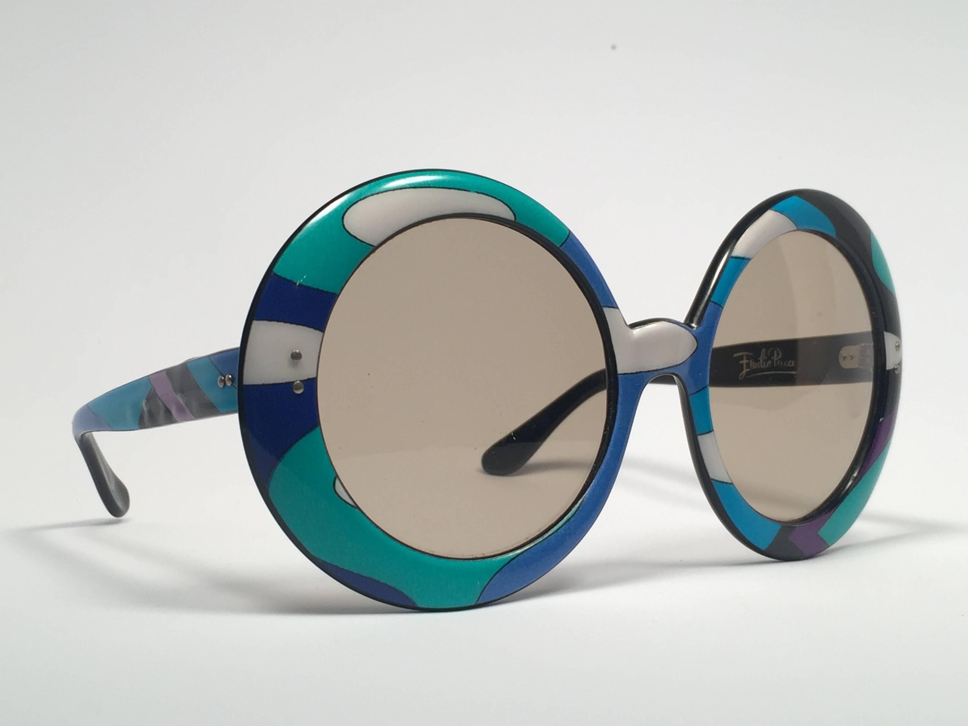 Beige New Vintage Emilio Pucci Multicolour Oversized II Collector Sunglasses France