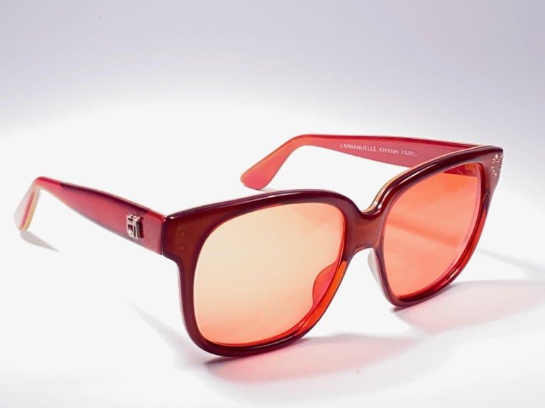 New Vintage Emmanuelle Khahn Paris Oversized Red Sunglasses France For ...
