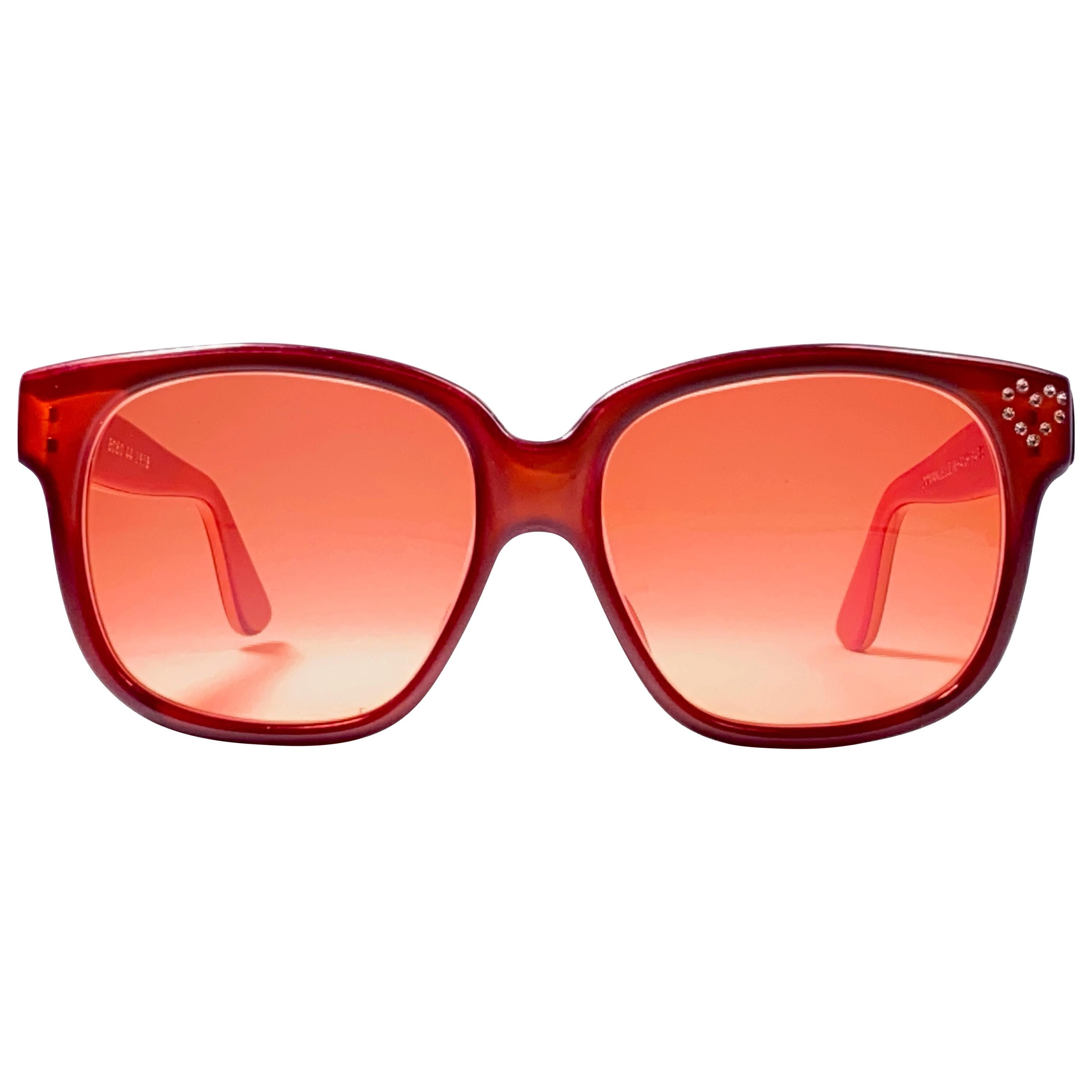 New Vintage Emmanuelle Khahn Paris Oversized Red Sunglasses France For Sale