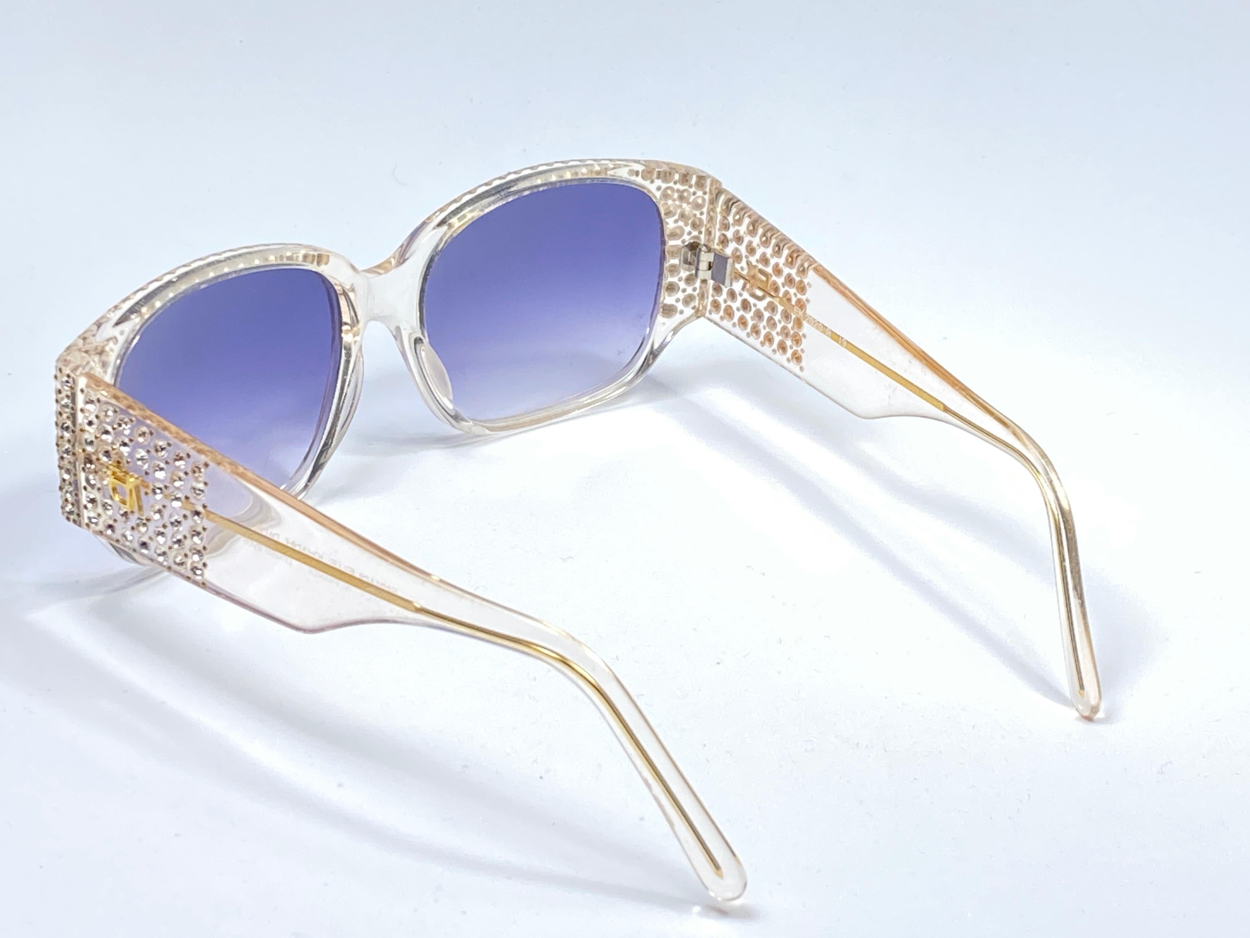 New Vintage Emmanuelle Khahn Paris Rhinestones Accents Sunglasses France In New Condition In Baleares, Baleares