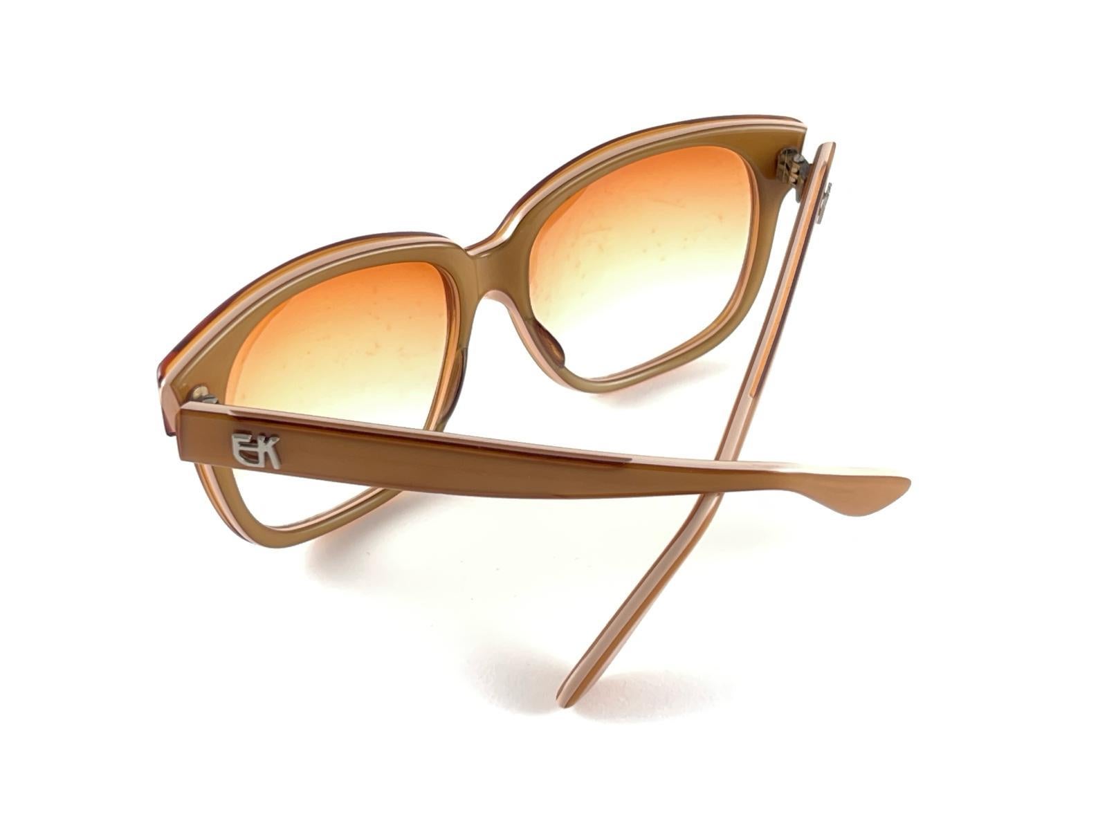 New Vintage Emmanuelle Khanh 8080 49 Ocher Oversized 70'S France Sunglasses For Sale 7