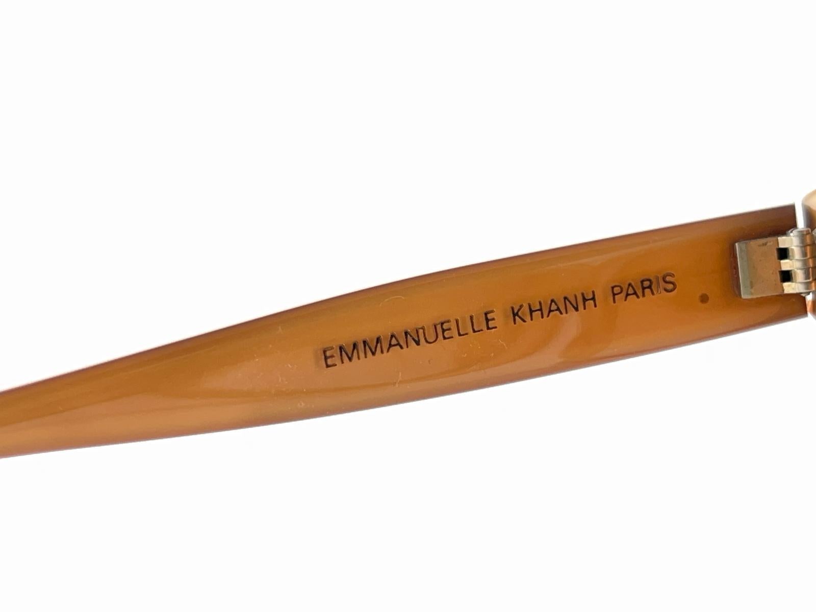 New Vintage Emmanuelle Khanh 8080 49 Ocher Oversized 70's France Sunglasses en vente 3