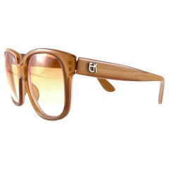 New Vintage Emmanuelle Khanh 8080 49 Ocher Oversized 70'S France Sunglasses