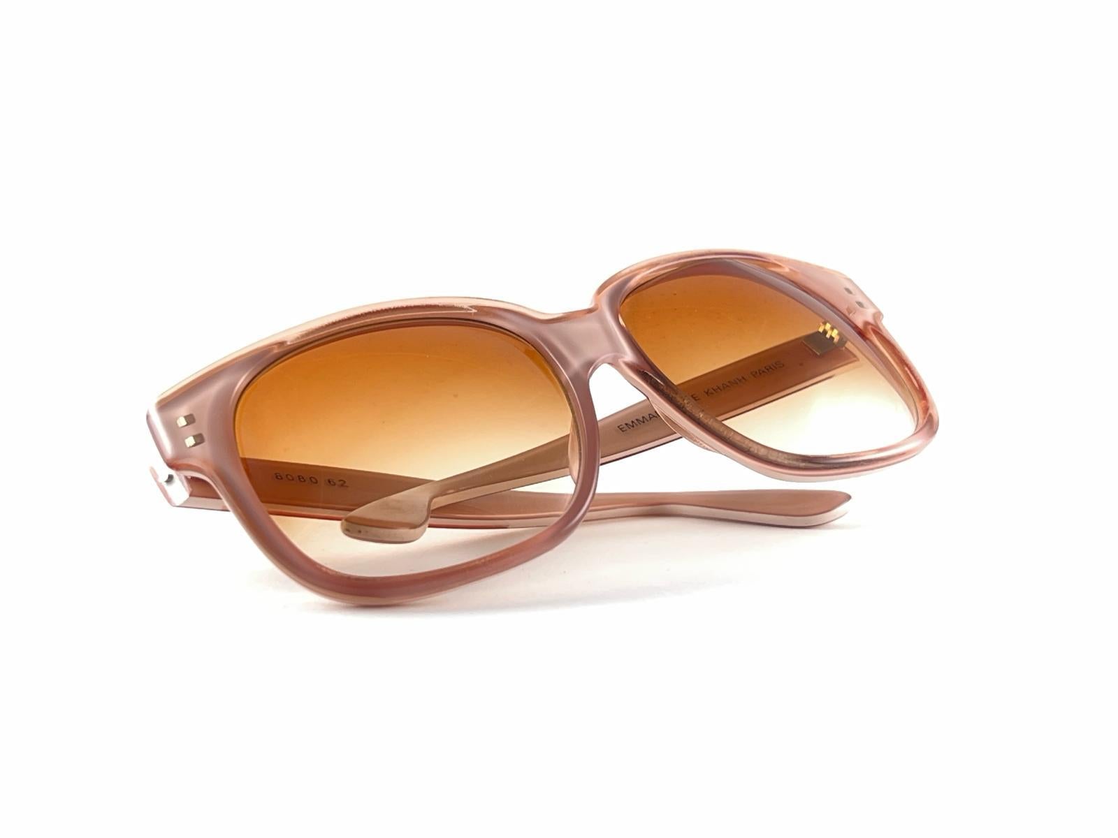 New Vintage Emmanuelle Khanh 8080 62 Pink Oversized 70's France Sunglasses en vente 8