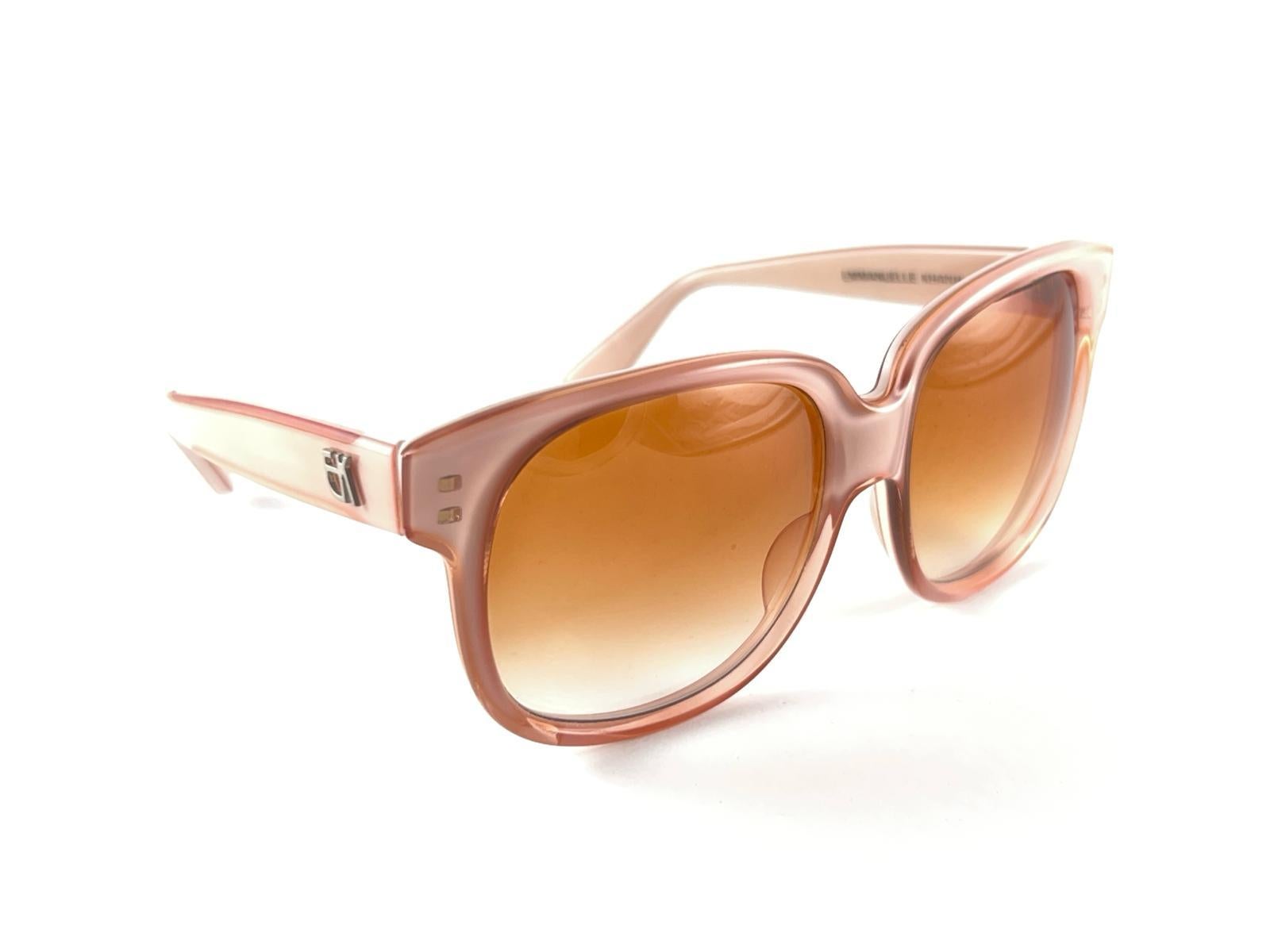 New Vintage Emmanuelle Khanh 8080 62 Pink Oversized 70's France Sunglasses Unisexe en vente