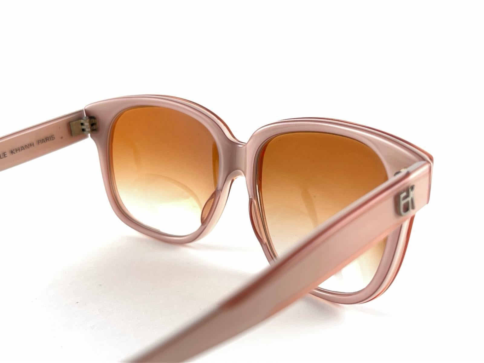 New Vintage Emmanuelle Khanh 8080 62 Pink Oversized 70's France Sunglasses en vente 5