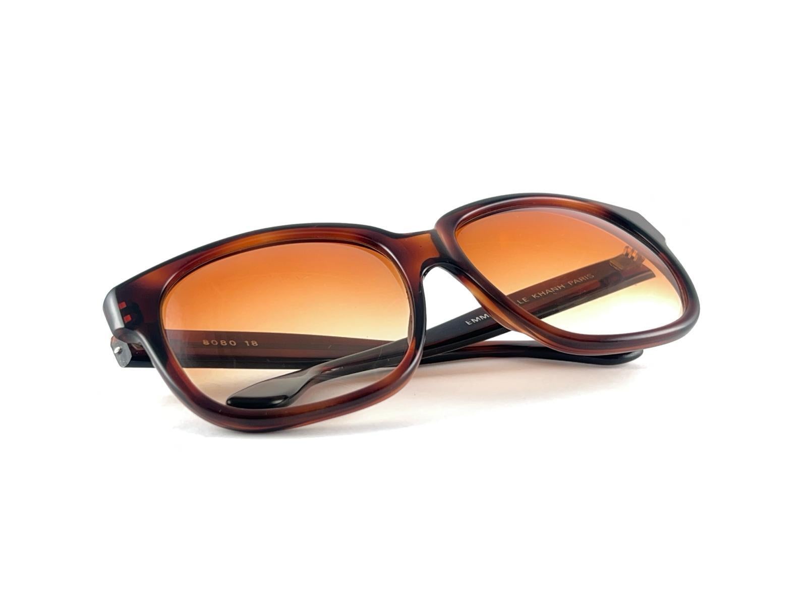 New Vintage Emmanuelle Khanh 8080 Translucent Oversized 1970'S France Sunglasses For Sale 8