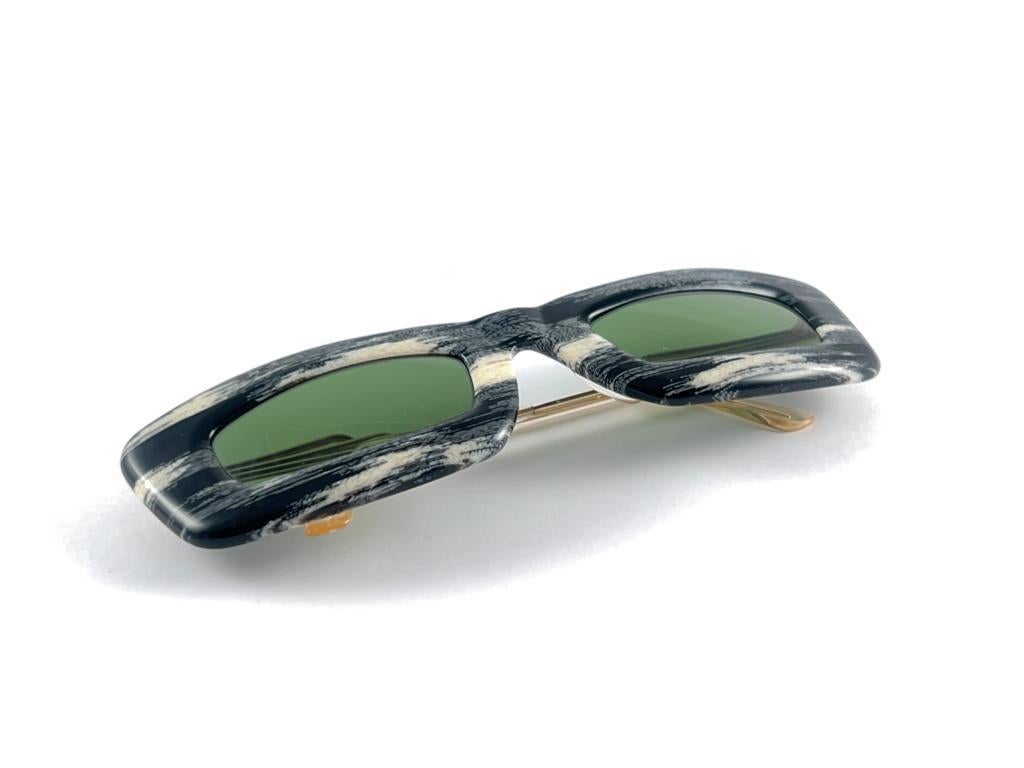 New Vintage Essel 78.31 Black & White Gold Mid Century Sunglasses 1950's France 3