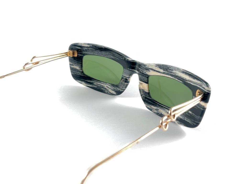 New Vintage Essel 78.31 Black & White Gold Mid Century Sunglasses 1950's France 5