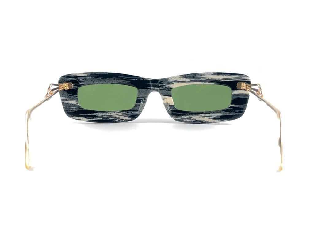 New Vintage Essel 78.31 Black & White Gold Mid Century Sunglasses 1950's France 1
