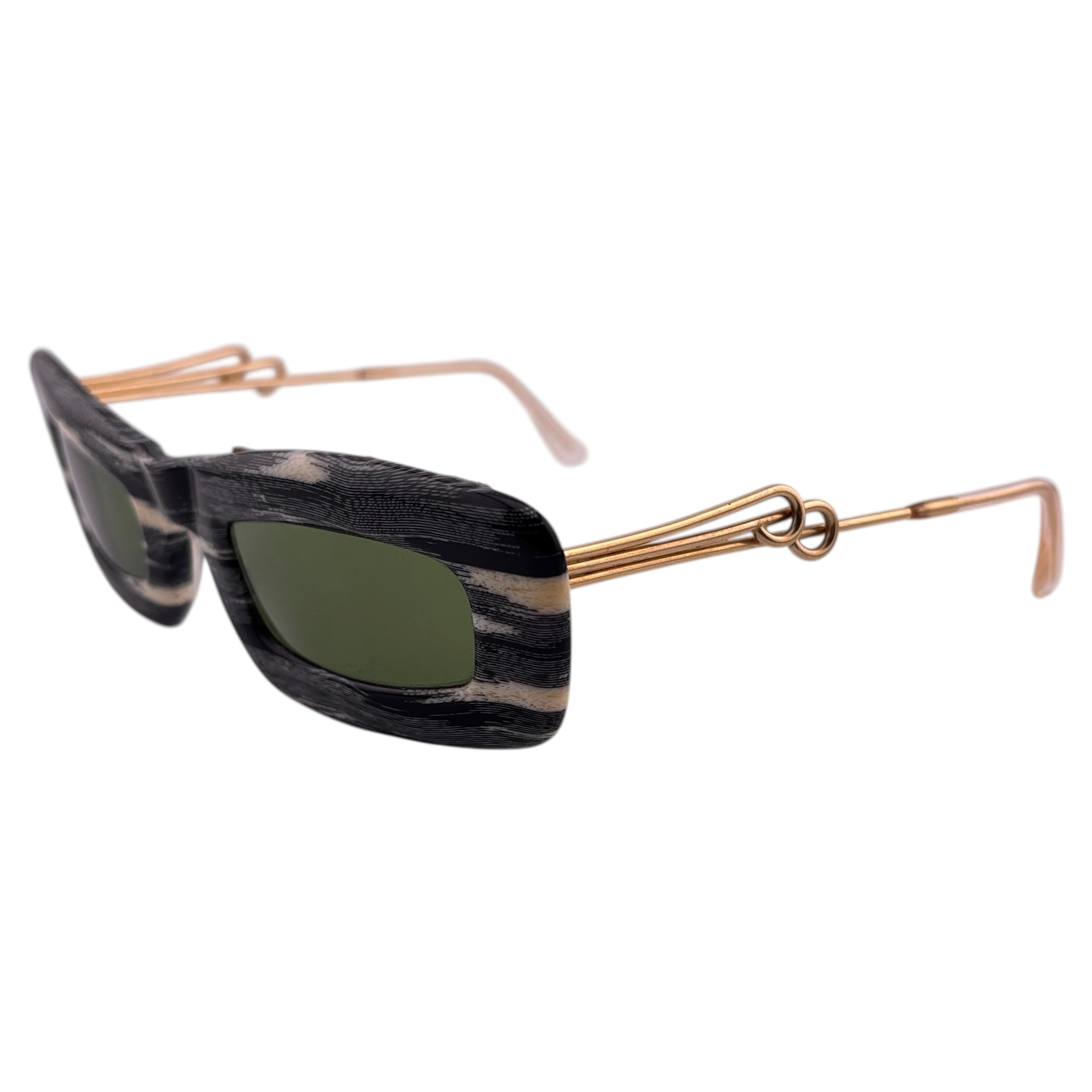 New Vintage Essel 78.31 Black & White Gold Mid Century Sunglasses 1950's France