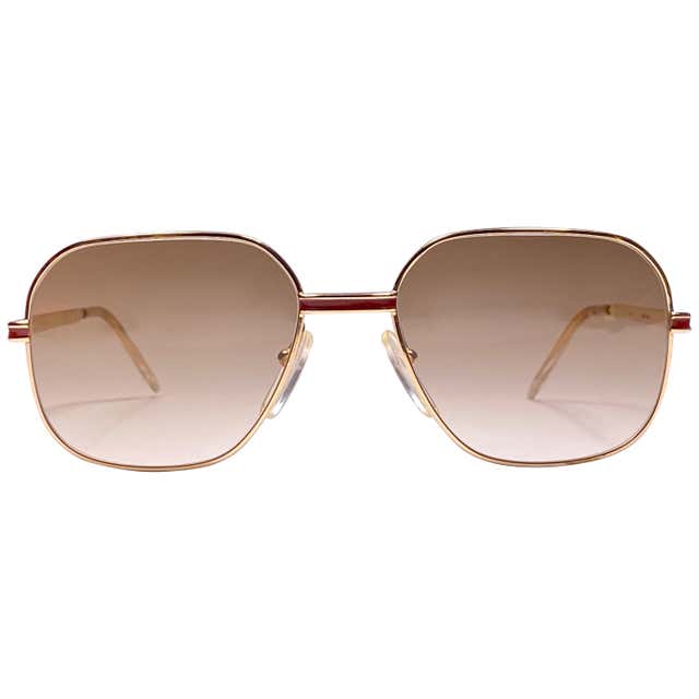 New Vintage Essilor Gold Brown Gradient Lenses France 1970's Sunglasses ...