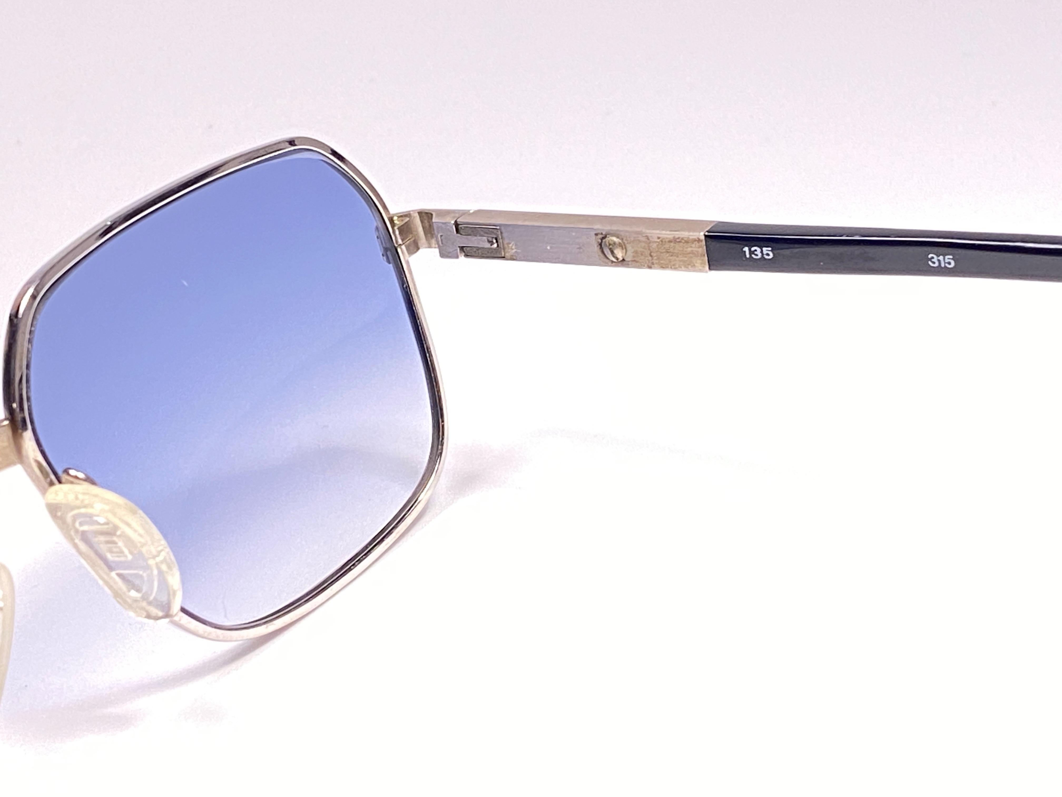 Purple New Vintage Essilor Silver & Gold Blue Lenses France 1970's Sunglasses  