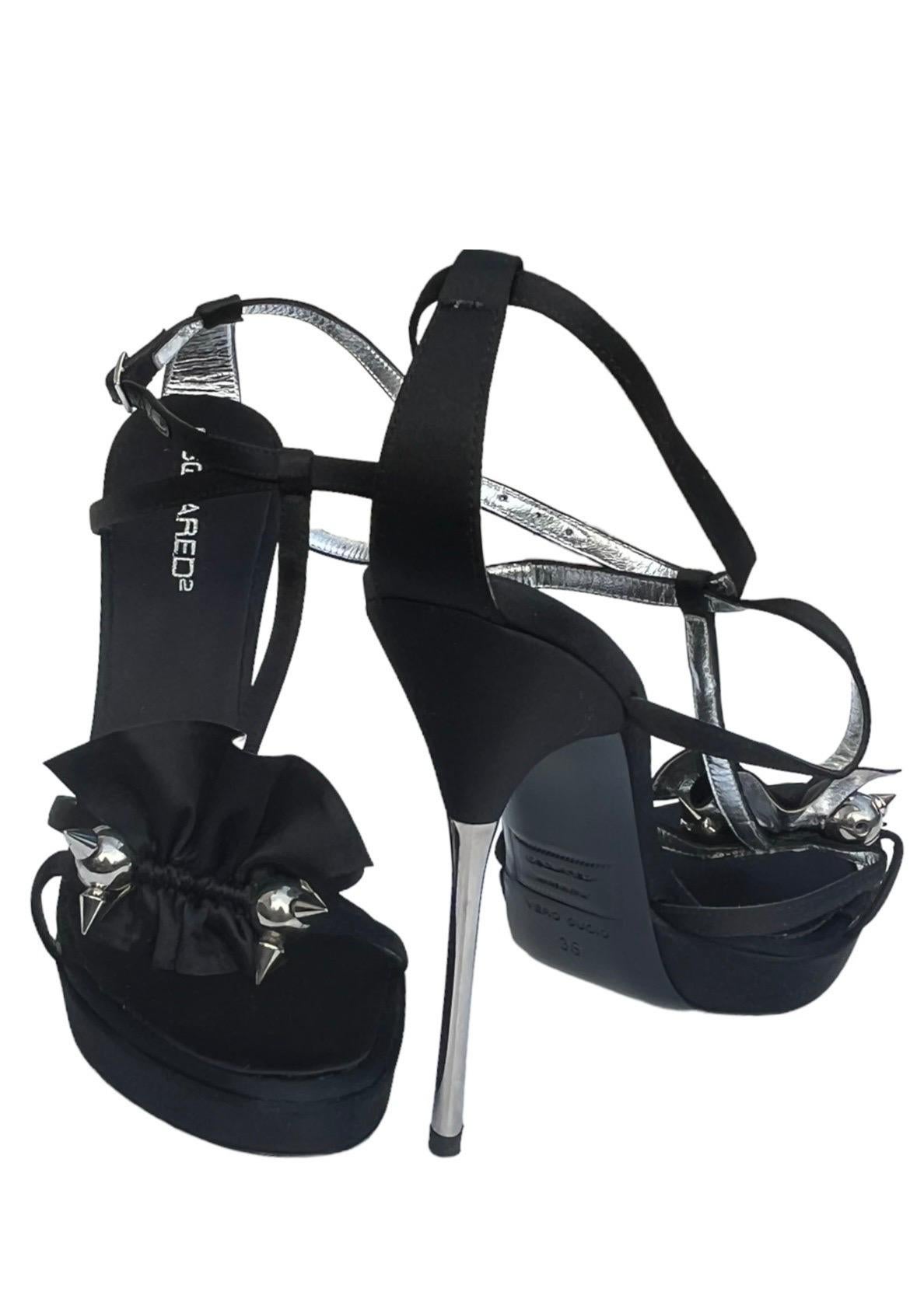 Nouveau Vintage F/W 2008 Dsquared2 Fetish Metal Stiletto Heel Sandals Platform Sandals 38-8 en vente 3