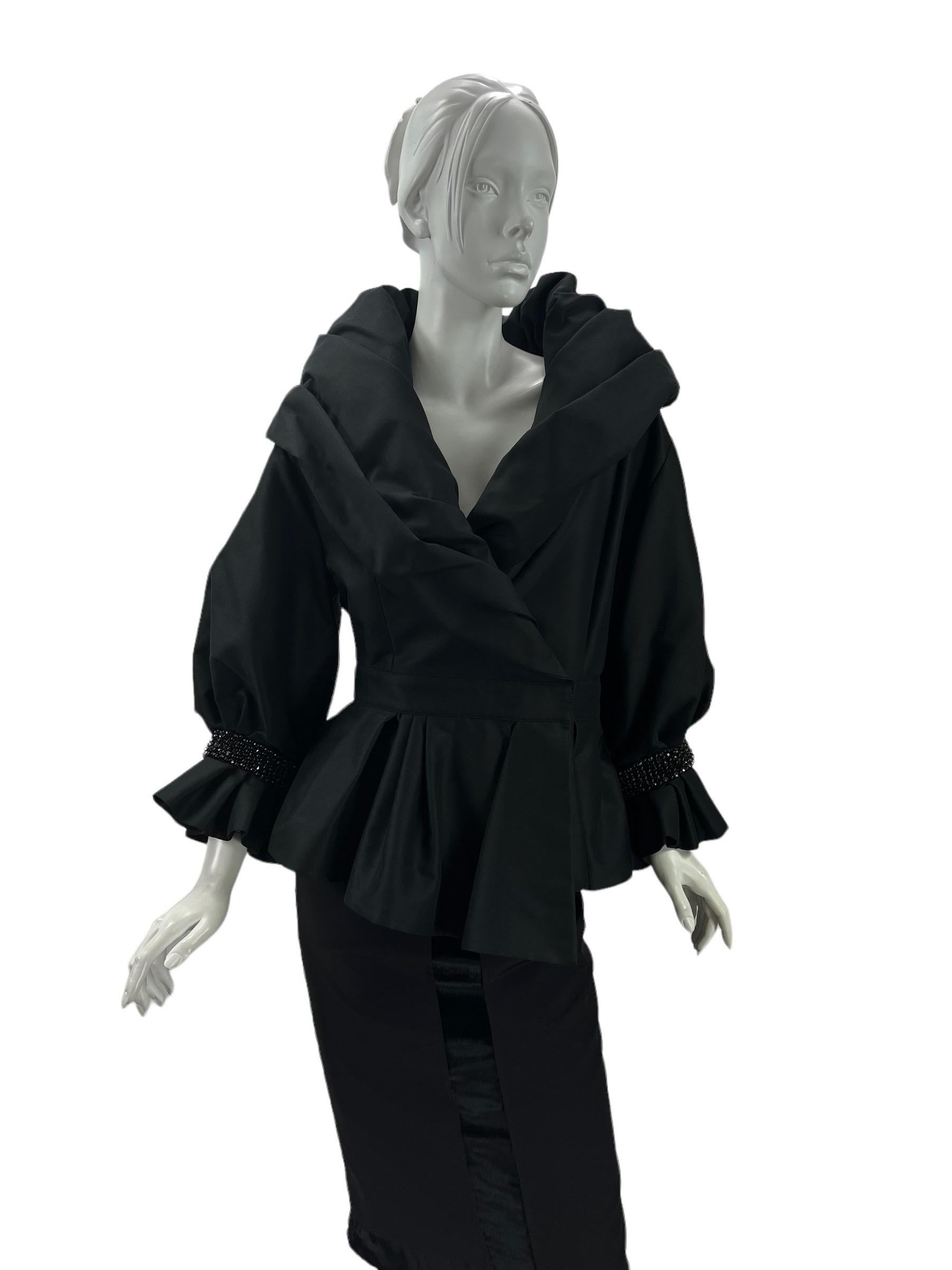 Women's New Vintage F/W 2011 Andrew Gn Crystal embellished black evening blazer jacket For Sale