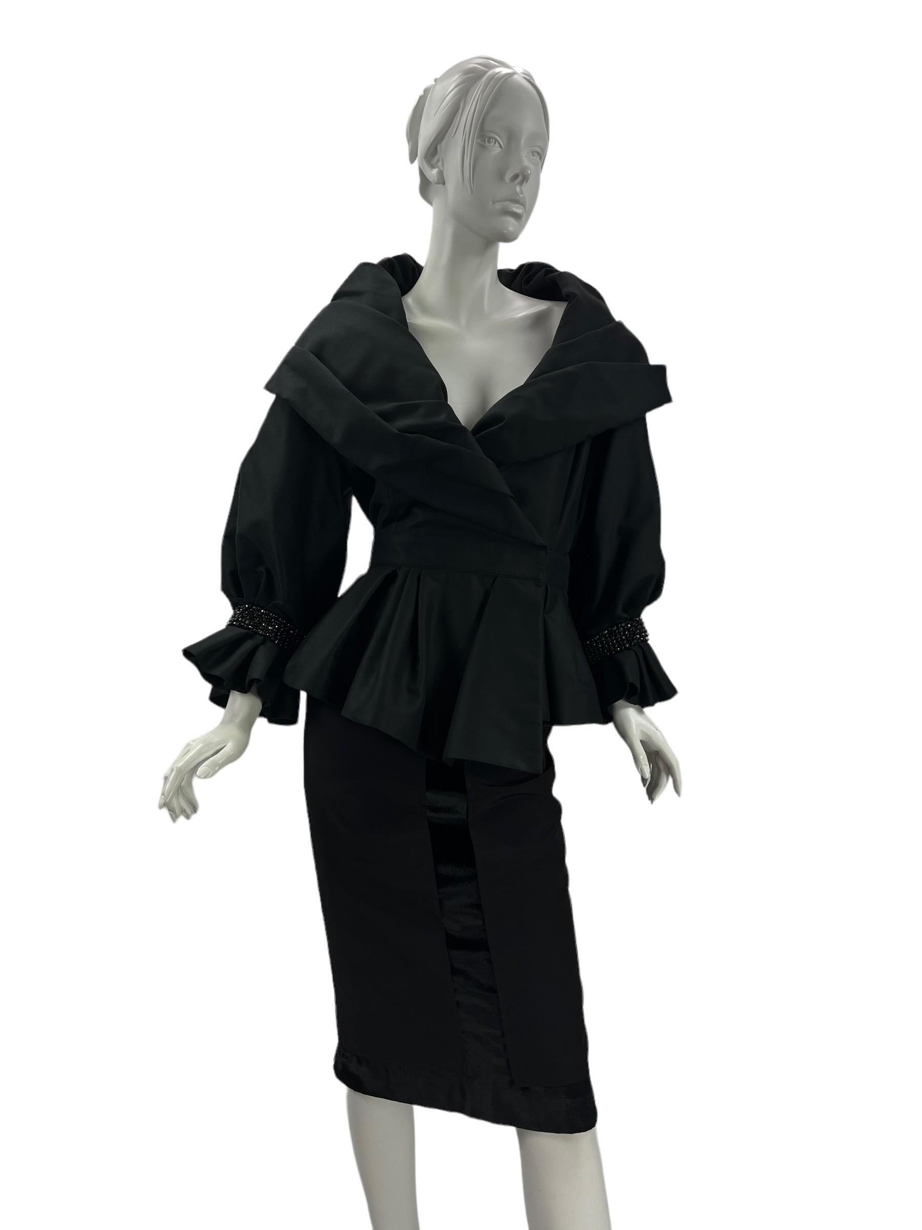 New Vintage F/W 2011 Andrew Gn Crystal embellished black evening blazer jacket For Sale 1