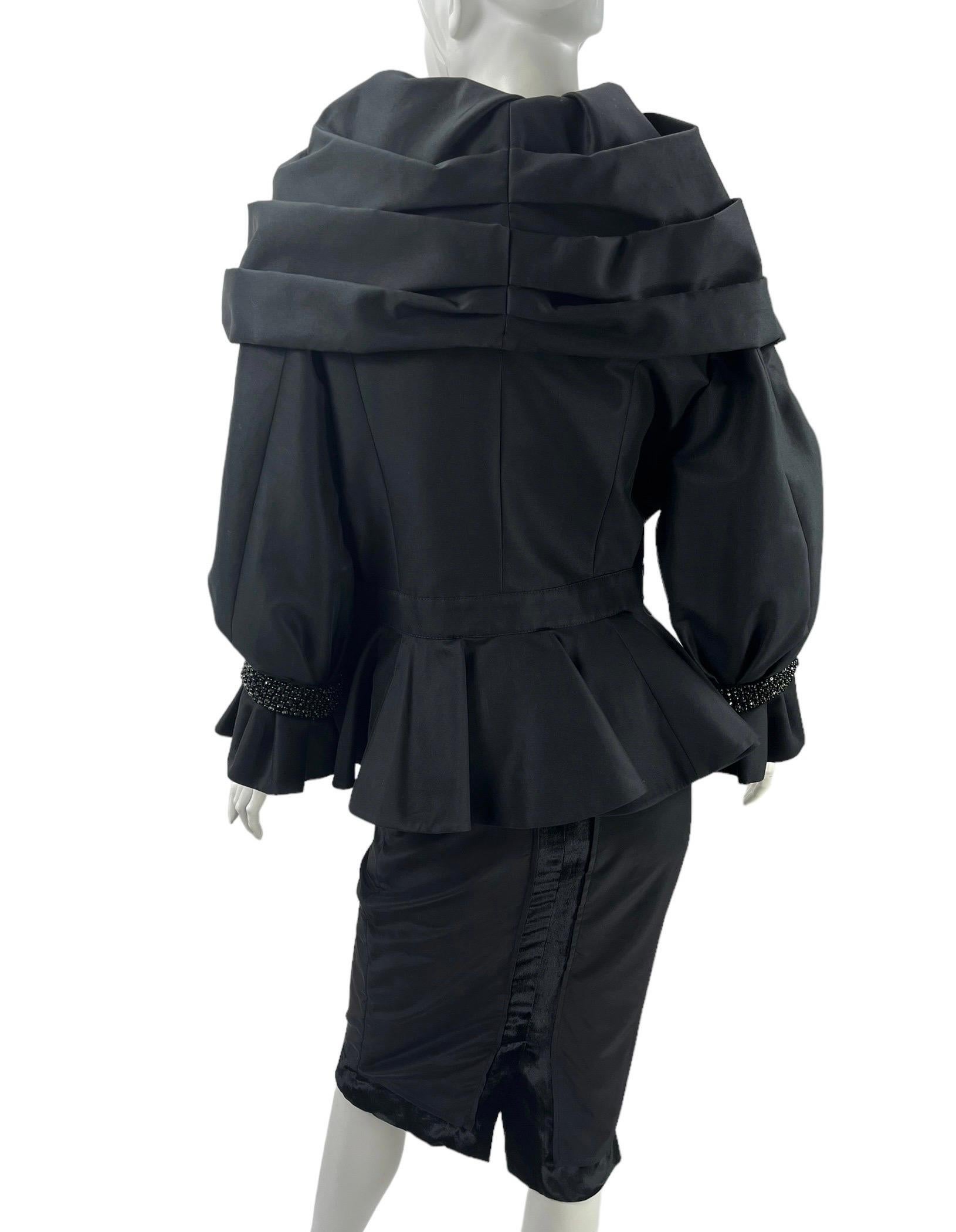 New Vintage F/W 2011 Andrew Gn Crystal embellished black evening blazer jacket For Sale 3