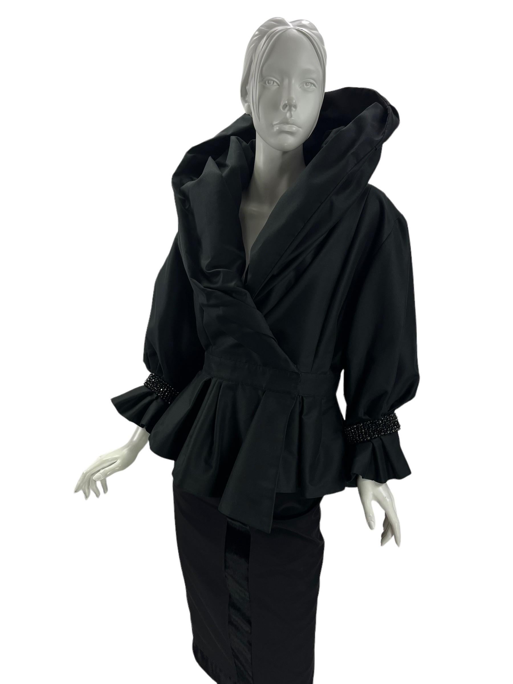 New Vintage F/W 2011 Andrew Gn Crystal embellished black evening blazer jacket For Sale 5