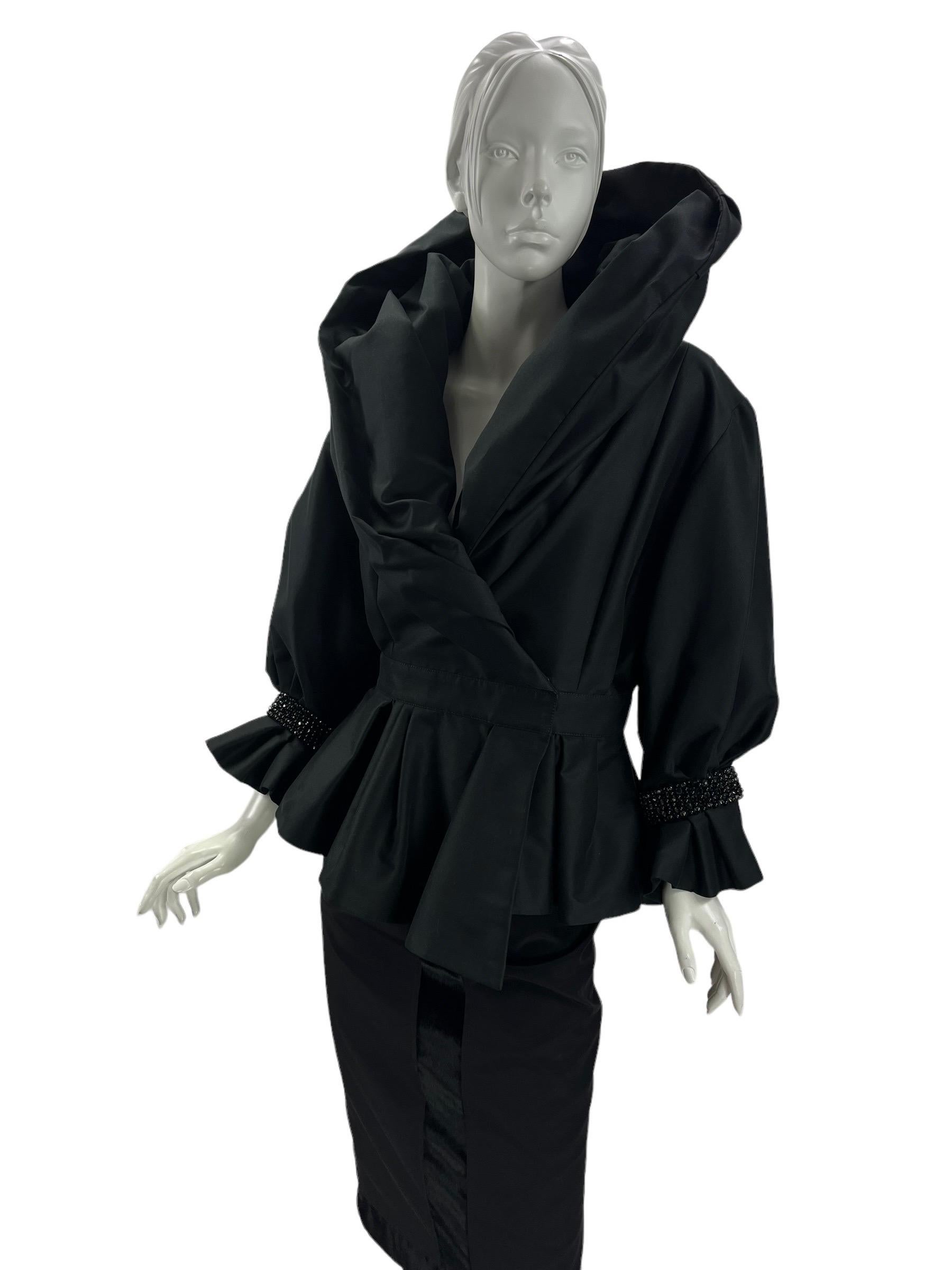 New Vintage FW 2011 Andrew Gn Crystal Embellished Black Evening Blazer Jacket 42 5