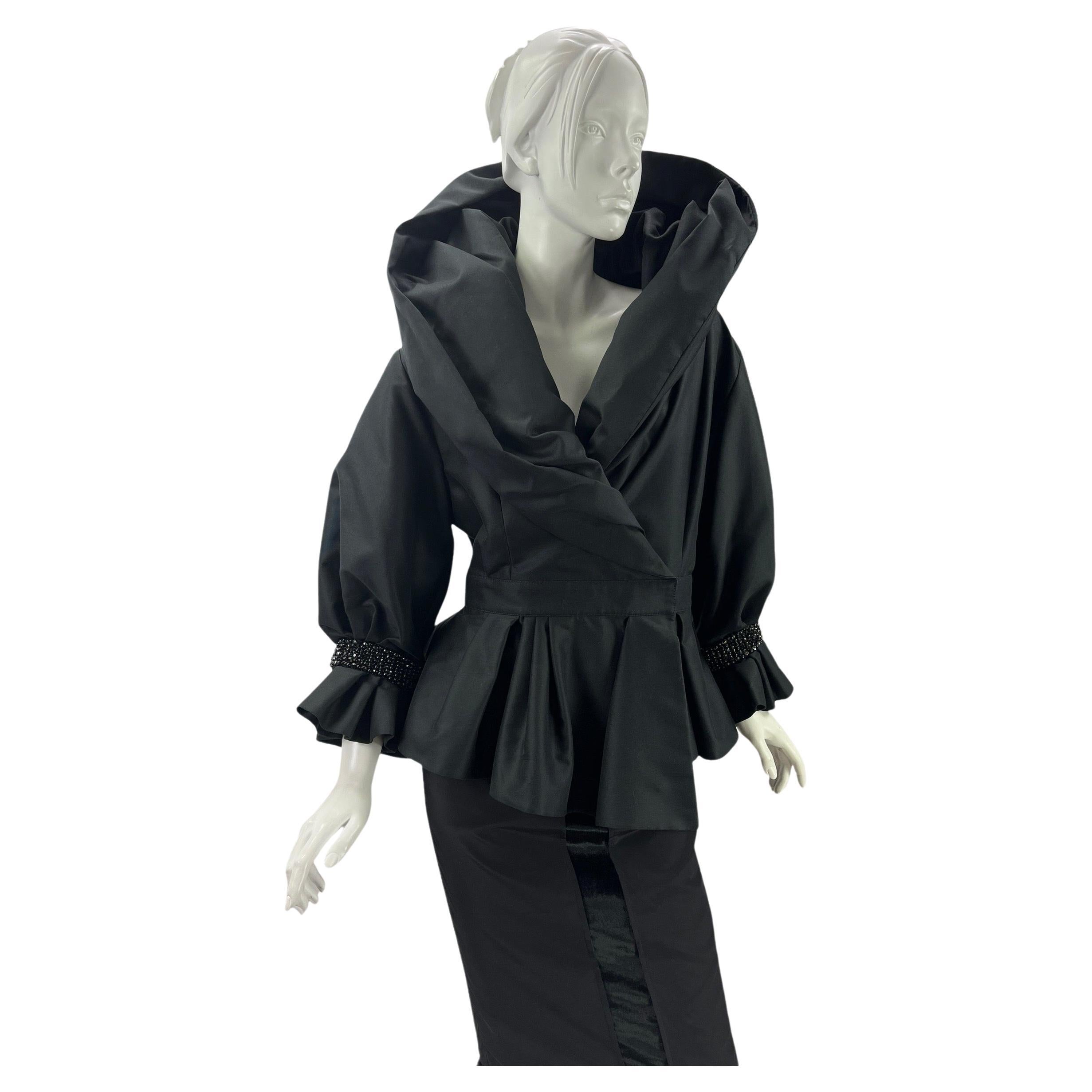 New Vintage F/W 2011 Andrew Gn Crystal embellished black evening blazer jacket For Sale