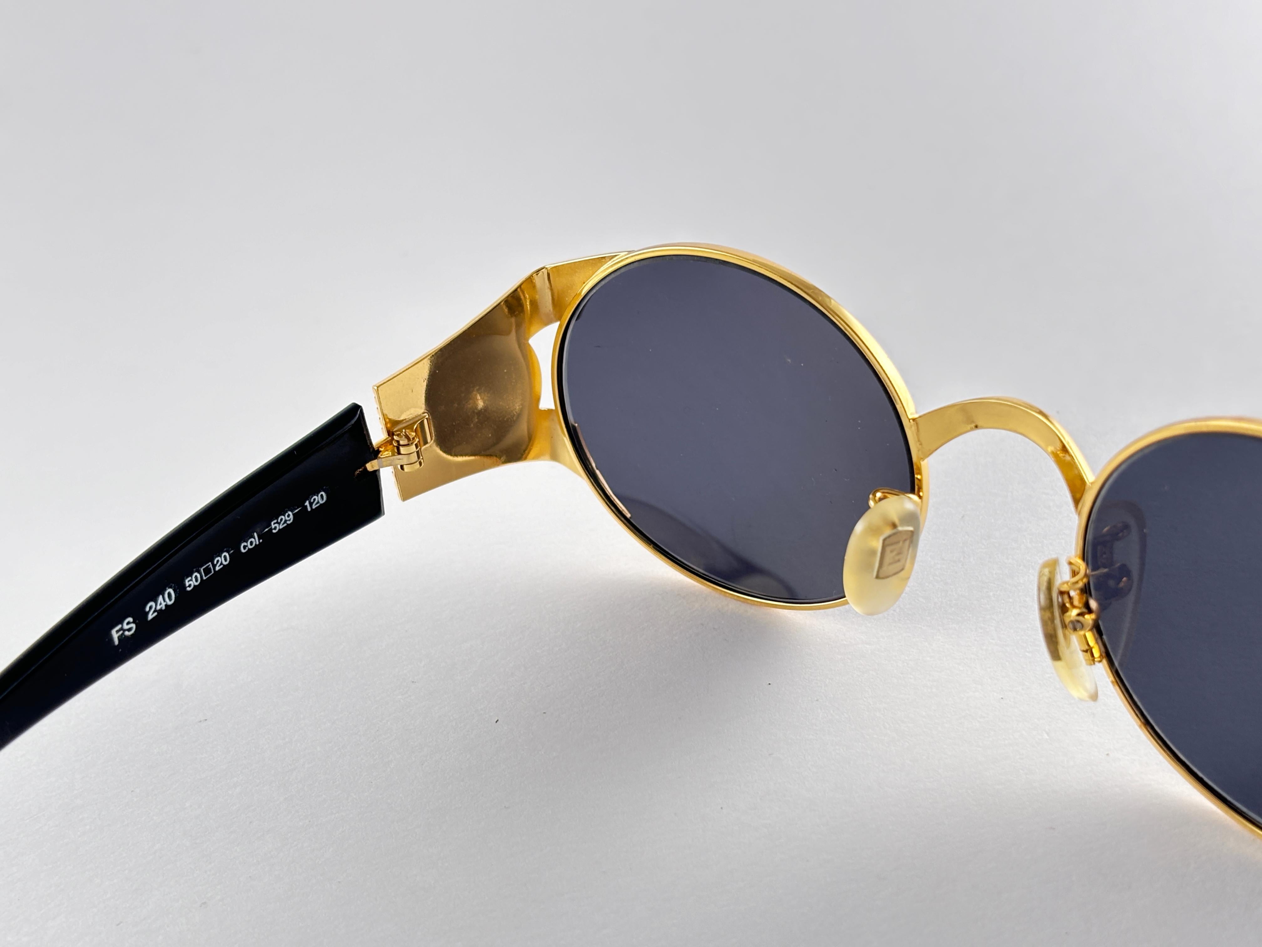 New Vintage Fendi FS 240 Black Oval 1990 Sunglasses Made in Italy For Sale 1