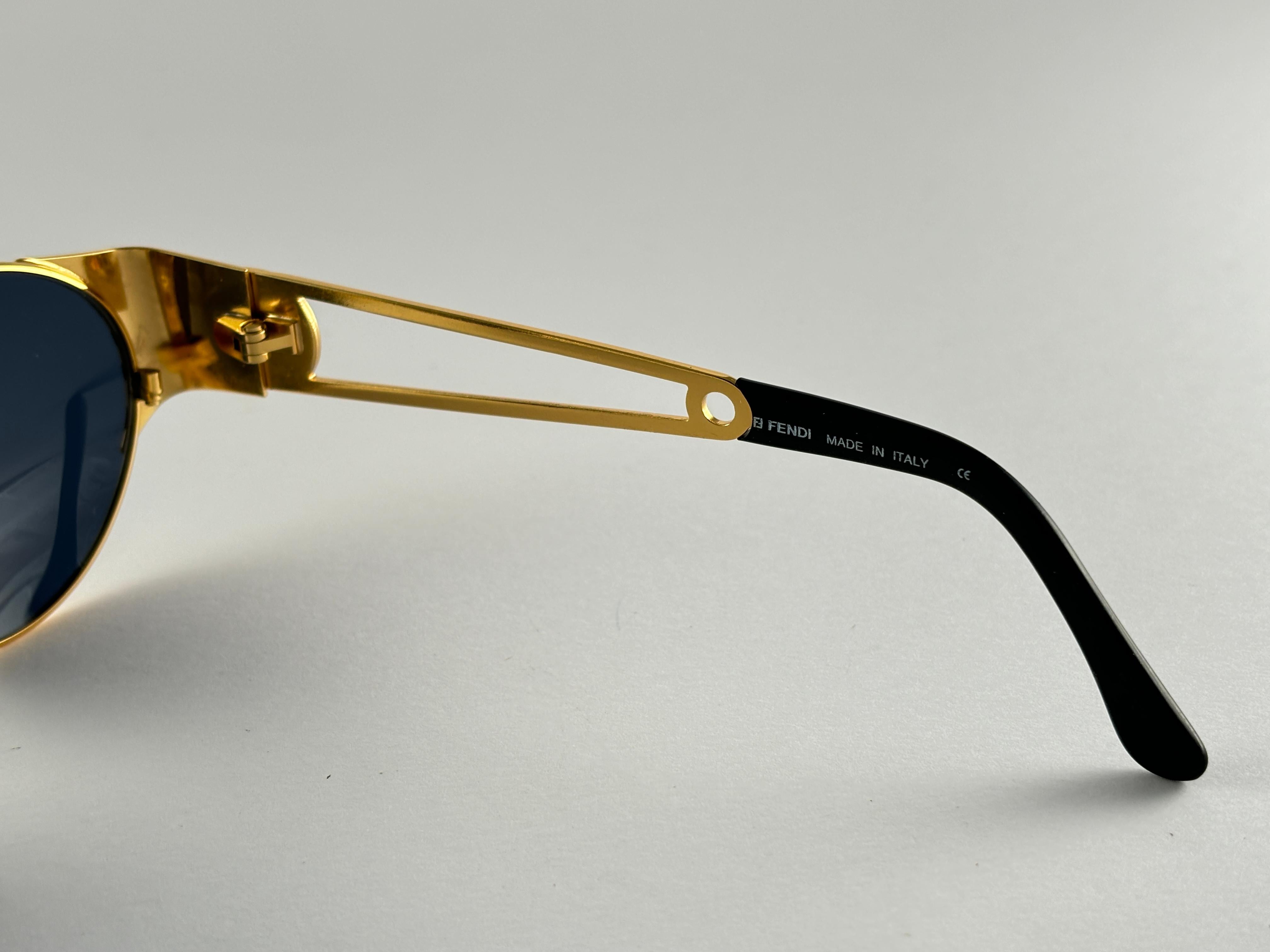New Vintage Fendi FS 299 Gold  & Black Oval 1990 Sunglasses Made in Italy 1
