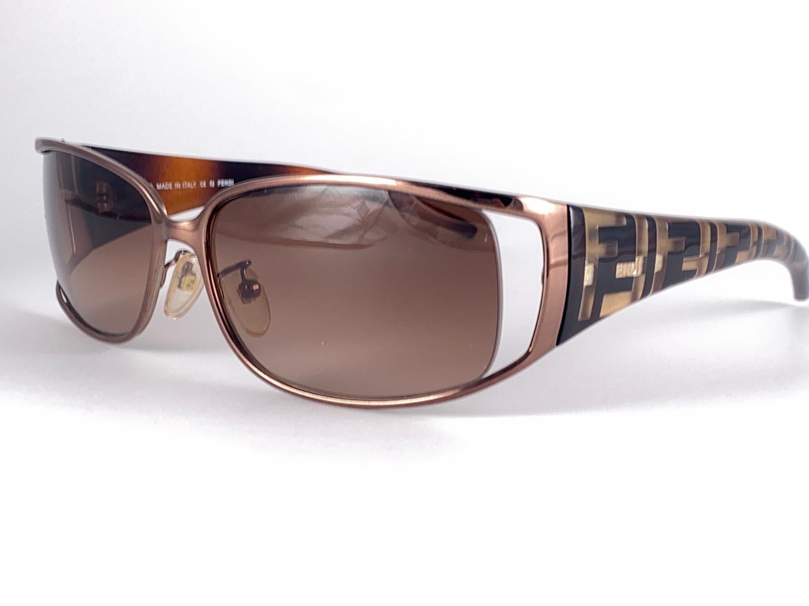 Brown New Vintage Fendi  FS 345 Copper Gradient Lens Sunglasses 1980's Germany For Sale