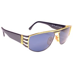 New Vintage Fendi FS242 Mask Black & Gold Large 1990 Sunglasses Made in Italy