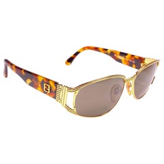 New Vintage Fendi FS263 Tortoise & Gold Large 1990 Sunglasses Made in Italy