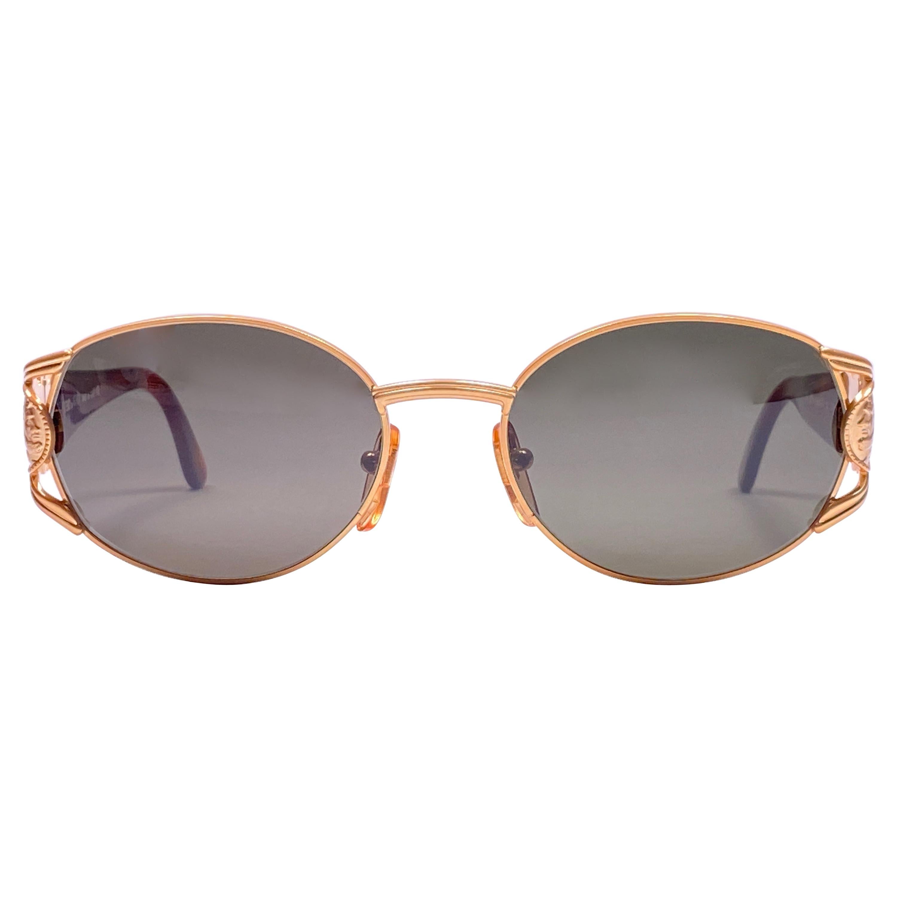 New Vintage Fendi FS296 Rose Gold Oval 1990 Sunglasses Made in Italy