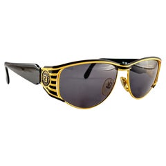 New Vintage Fendi FS298 Mask Black & Gold Large 1990 Sunglasses Made in Italy
