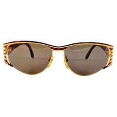 New Vintage Fendi FS298 Mask Tortoise & Gold Large 1990 Sunglasses Made in Italy