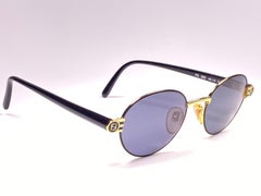 New Vintage Fendi FS303 Oval Black Gold  1990 Sunglasses Made in Italy