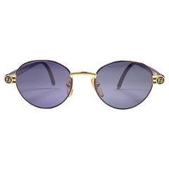 New Retro Fendi FS303 Oval Black Gold  1990 Sunglasses Made in Italy