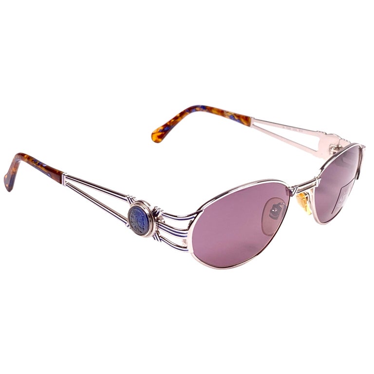 Nuovi occhiali da sole vintage Fendi FS7036 Oval Silver Tortoise