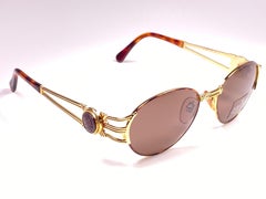 New Vintage Fendi FS7037 Oval Tortoise Gold  1990 Sunglasses Made in Italy
