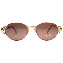 New Vintage Fendi FS7037 Oval Tortoise Gold  1990 Sunglasses Made in Italy