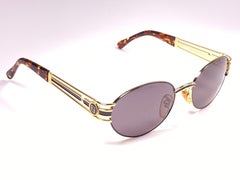 New Vintage Fendi FS7040 Oval Black Gold  1990 Sunglasses Made in Italy