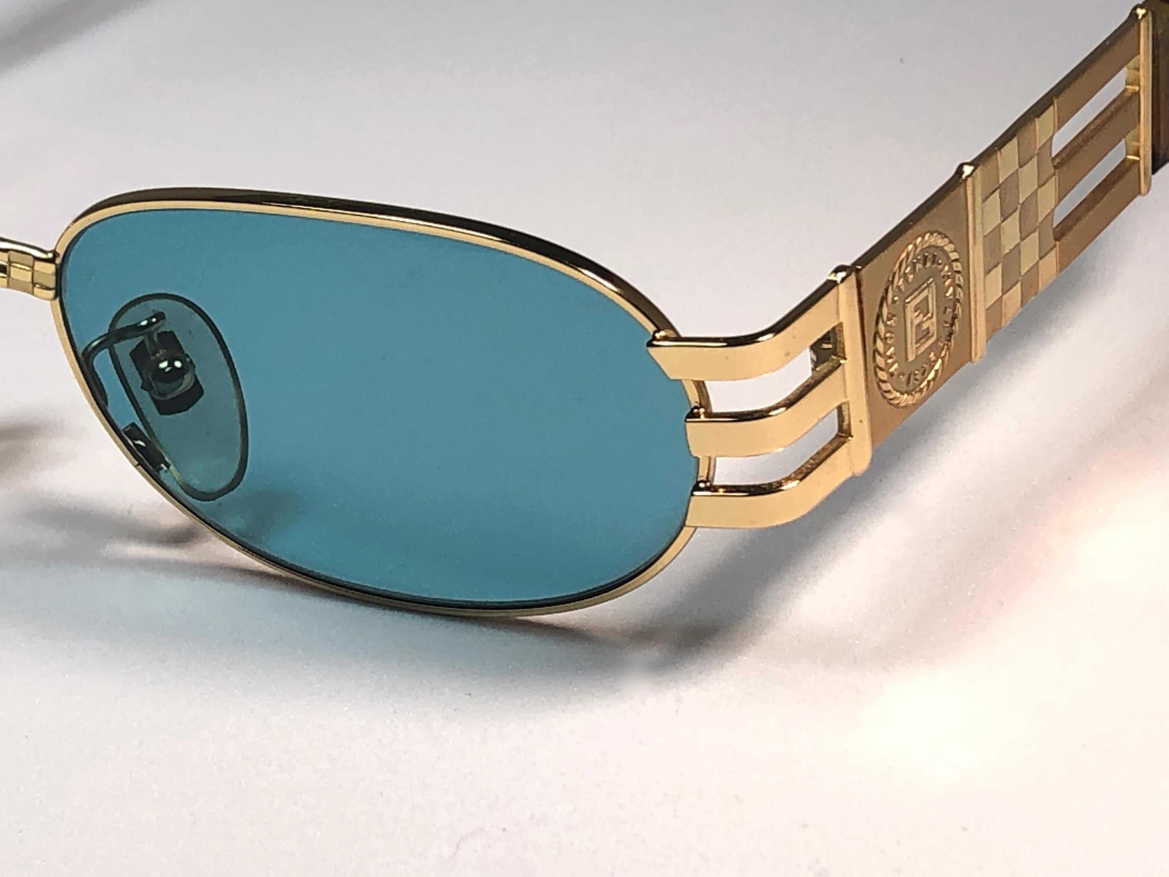 Gray New Vintage Fendi  Gold SL 7028 Tortoise Mosaic 1990 Sunglasses Made in Italy
