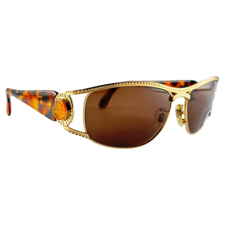 New Vintage Fendi SL7025 Mask Tortoise and Gold Large 1990  display picture 3